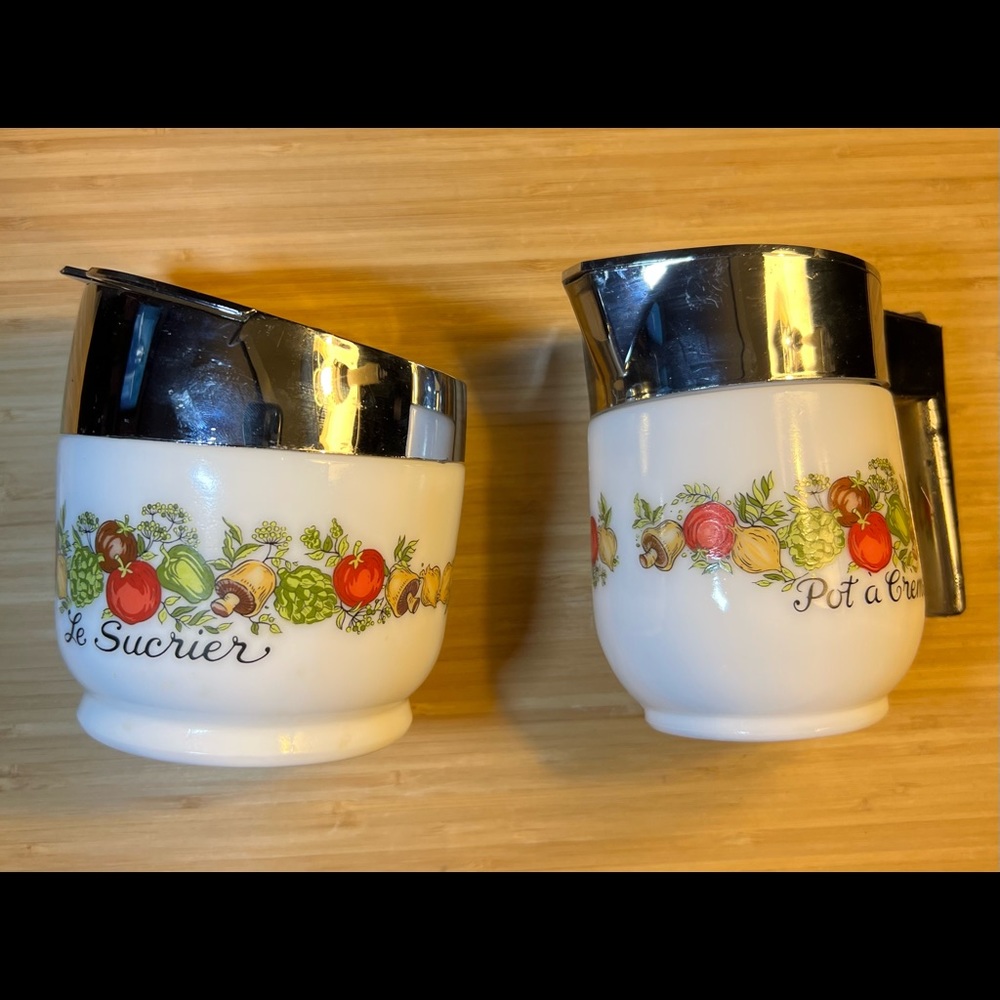 Vintage Gemco Corningware Sugar & Creamer Canisters